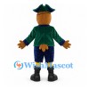 Eagle Pirate Mascot Costume with Green Coat and Tricorn Hat
