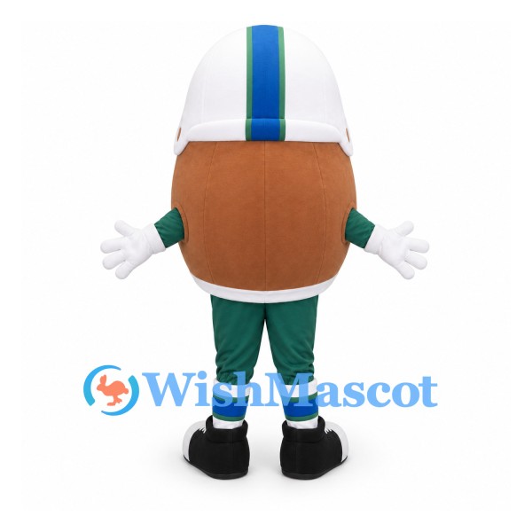 Football Mascot Costume with White Helmet and Green Uniform