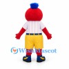 Tomato Mascot Costume with Striped Shirt and Yellow Shorts