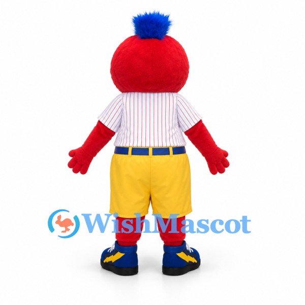Tomato Mascot Costume with Striped Shirt and Yellow Shorts