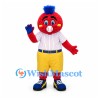 Tomato Mascot Costume with Striped Shirt and Yellow Shorts