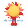 Sun Mascot Costume with Orange Red Rays and Smiling Face
