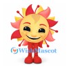 Sun Mascot Costume with Orange Red Rays and Smiling Face