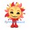 Sun Mascot Costume with Orange Red Rays and Smiling Face