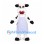Cow Mascot Costume with Lavender Apron and Black Spots
