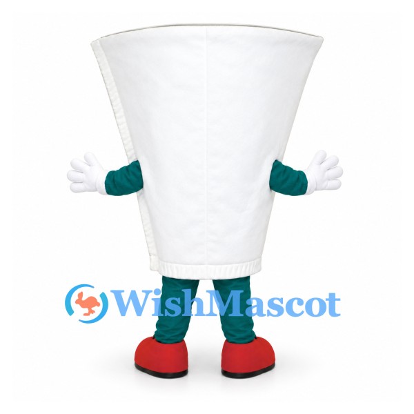 Drinking Glass Mascot Costume with Smiling Face and Red Bow Tie