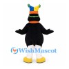 Penguin Mascot Costume with Colorful Hat and Striped Scarf