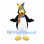 Penguin Mascot Costume with Colorful Hat and Striped Scarf