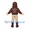 Pilot Mascot Costume with Brown Jacket and Orange Scarf