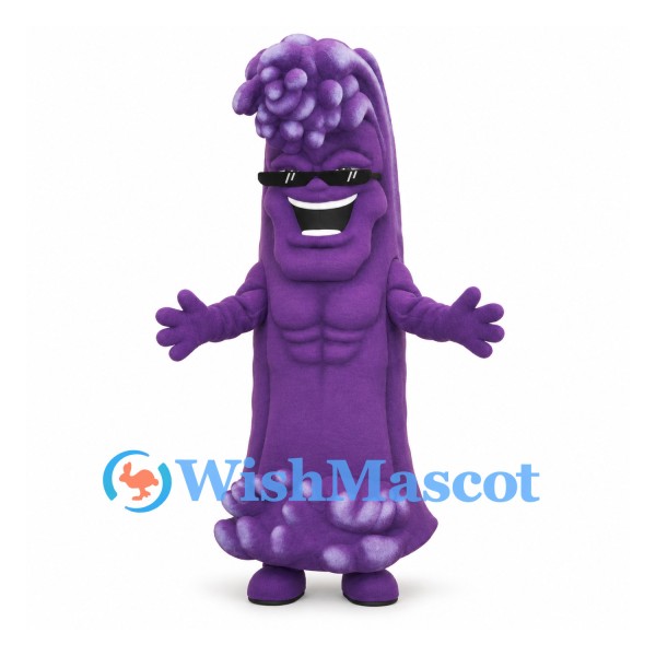 Purple Monster Mascot Costume with Tall Body and Bumpy Head