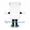 Milk Carton Mascot Costume with Green Bow Tie and Smiling Face