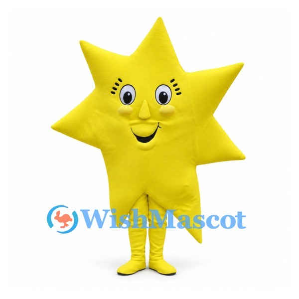 Sun Mascot Costume in Yellow with Pointed Rays