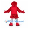 Cardinal Mascot Costume with Red Shirt and Black Beak