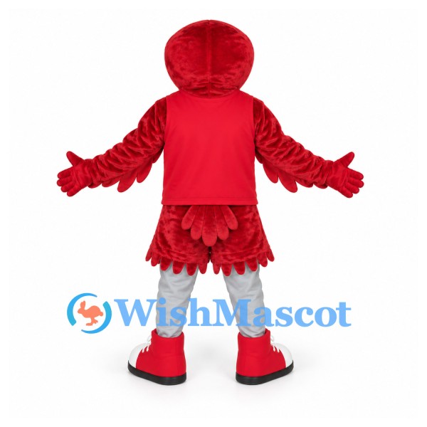 Cardinal Mascot Costume with Red Shirt and Black Beak