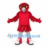 Cardinal Mascot Costume with Red Shirt and Black Beak