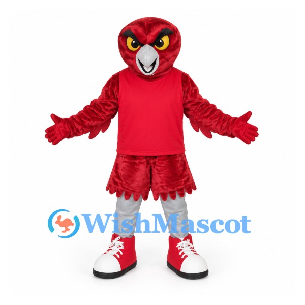 Cardinal Mascot Costume with Red Shirt and Black Beak