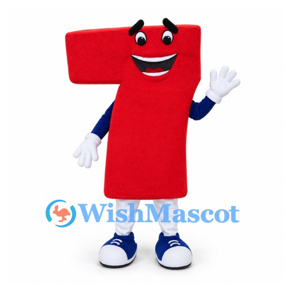 Letter T Mascot Costume in Red with Smiling Face