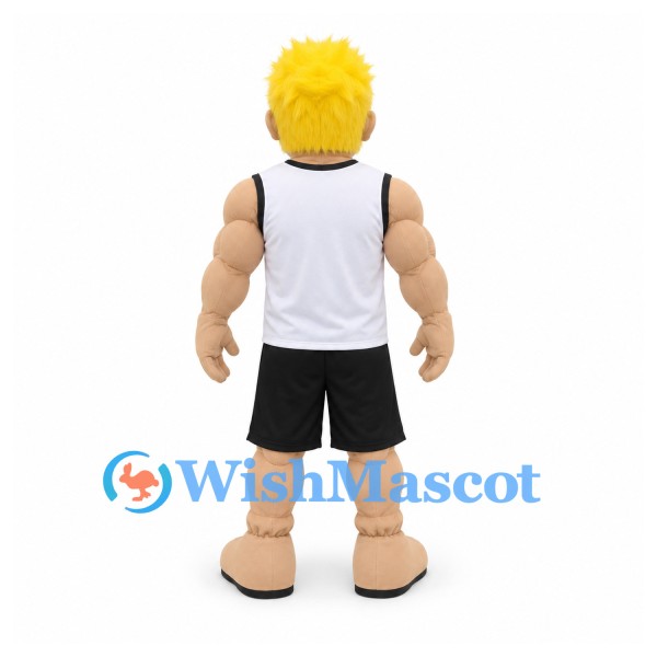 Sportsman Mascot Costume with Blonde Hair and White Tank Top