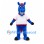 Horse Mascot Costume in Blue with White Shirt and Red Mane
