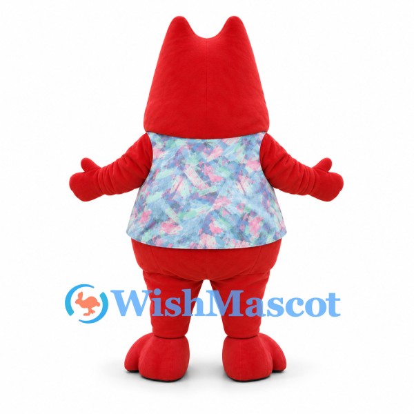 Monster Mascot Costume in Red with Patterned Vest and Tie