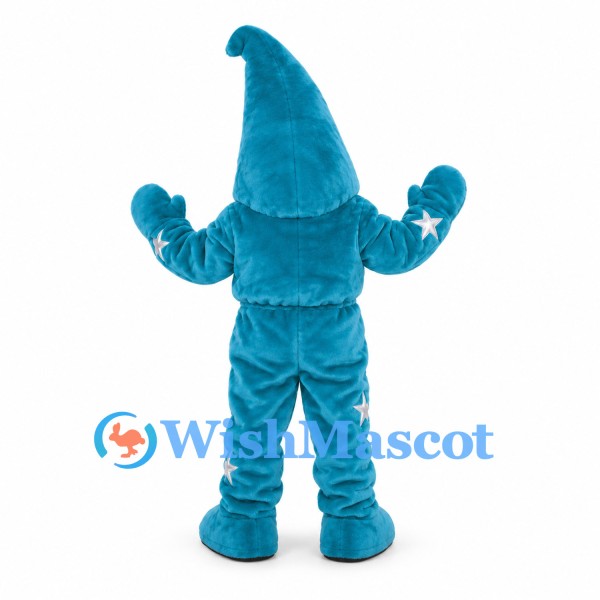 Star Wizard Mascot Costume in Teal with Pointed Hat