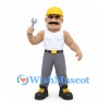 Builder Mascot Costume with Yellow Hard Hat and White Tank Top