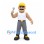 Builder Mascot Costume with Yellow Hard Hat and White Tank Top