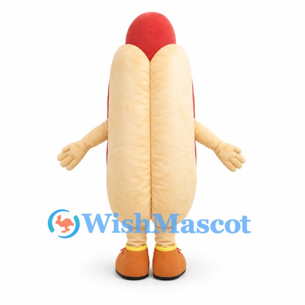 Hot Dog Mascot Costume with Chili Topping and Smiling Face