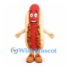Hot Dog Mascot Costume with Chili Topping and Smiling Face