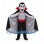 Vampire Mascot Costume with Black Cape and Red Collar