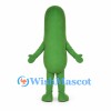 Cucumber Mascot Costume in Green with Smiling Face
