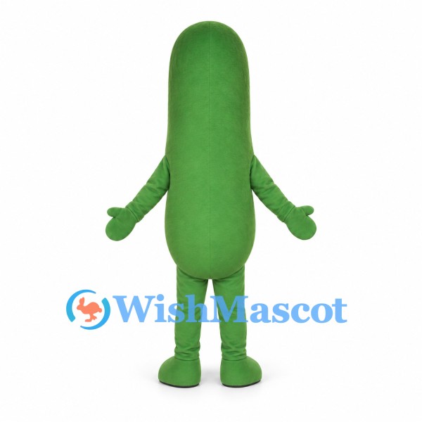 Cucumber Mascot Costume in Green with Smiling Face