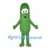Cucumber Mascot Costume in Green with Smiling Face