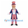 Uncle Sam Mascot Costume with Tall Star Hat and Blue Tailcoat