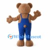 Bear Mascot Costume with Blue Overalls