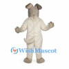 Dog Mascot Costume in Gray and White with Dark Eye Patches