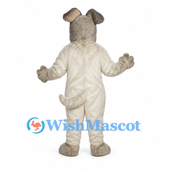 Dog Mascot Costume in Gray and White with Dark Eye Patches