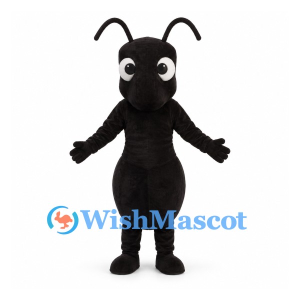 Ant Mascot Costume in Black with Long Antennae
