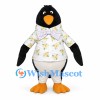 Penguin Mascot Costume with White Floral Shirt