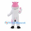 Cow Mascot Costume in White and Pink with Pink Belly