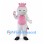Cow Mascot Costume in White and Pink with Pink Belly
