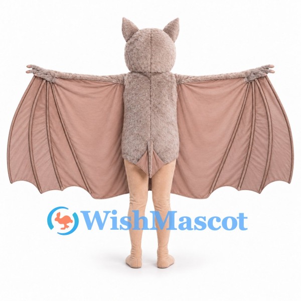 Bat Mascot Costume in Beige with Wide Membrane Wings