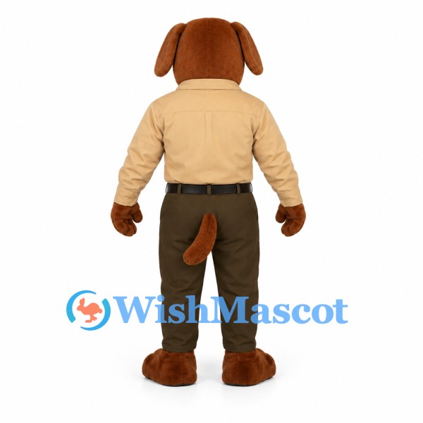 Dog Mascot Costume with Tan Shirt and Brown Pants