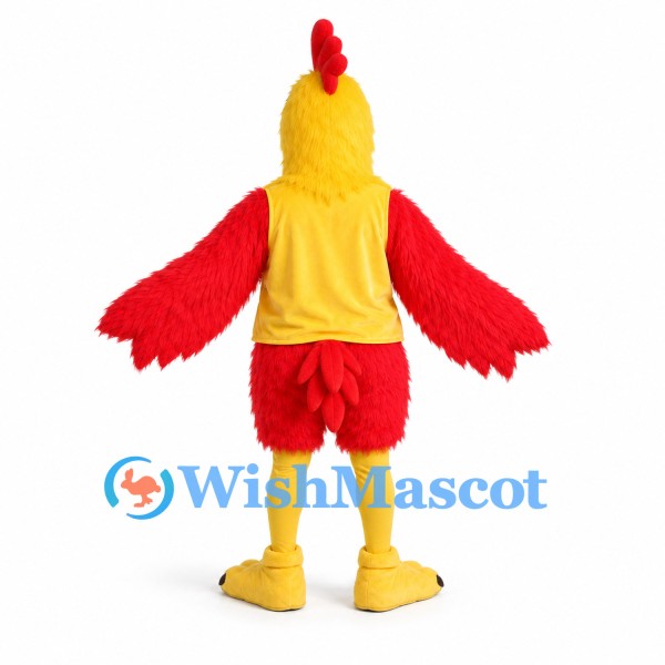 Rooster Mascot Costume in Yellow and Red with Shorts