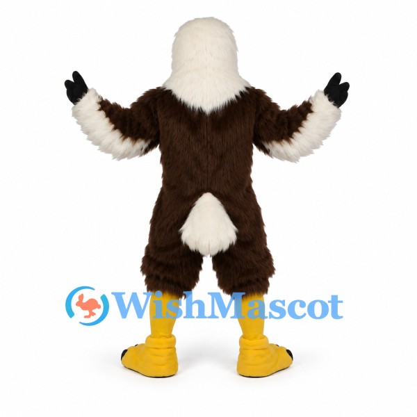 Bald Eagle Mascot Costume in Brown with White Head