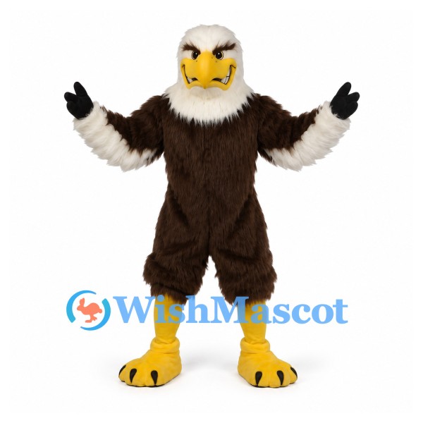 Bald Eagle Mascot Costume in Brown with White Head