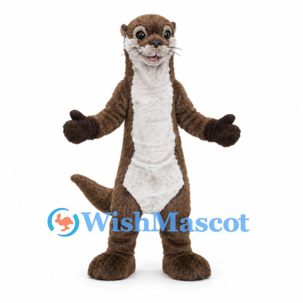 Otter Mascot Costume in Brown with Cream Belly and Long Tail