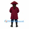 Pirate Mascot Costume with Burgundy Coat and Tricorn Hat