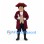 Pirate Mascot Costume with Burgundy Coat and Tricorn Hat