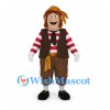 Pirate Mascot Costume with Striped Shirt and Brown Vest